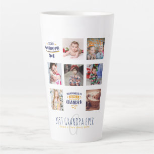 GRANDPA PHOTO COLLAGE GIFT Proud Papa Pops Gramps Latte Mug