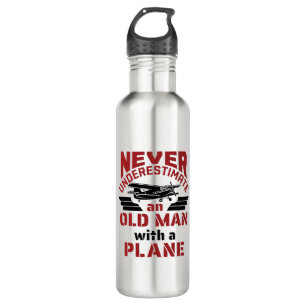 Grandpa Pilot Old Man with a Plane 710 Ml Water Bottle