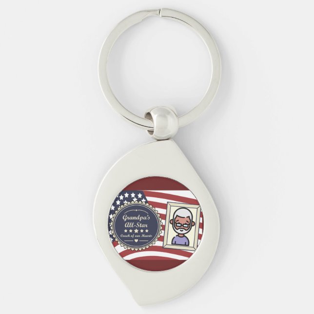 Grandpa’s All-Star Badge USA Flag Design Keychain (Front)