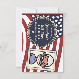 Grandpa’s All-Star Badge USA Flag Design Thank You Card