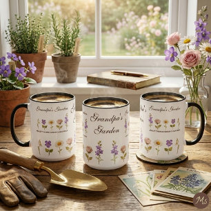 Grandpa’s Garden 5 Birth Flowers & Name Combo Mug