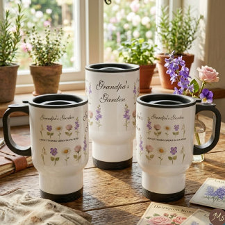 Grandpa’s Garden Featuring 5 Floral Birth Bloom Travel Mug