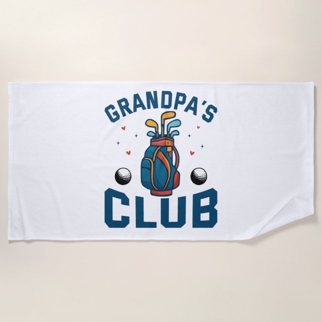 Grandpa’s Golf Club Gift Funny Beach Towel (Front)