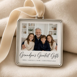 Grandpa’s Greatest Gifts Personalized Metal Ornament