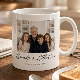 Grandpa’s Little Crew Personalized Grandkids Photo Coffee Mug