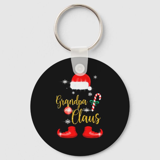 Grandpa Santa Claus Funny Family Christmas Pjs For Keychain (Front)