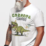 Grandpa-saurus Funny Dinosaur Kids Birthday Party T-Shirt<br><div class="desc">This super cute Grandpa-saurus men's unisex t-shirt, designed to match kid's birthday years 1-6, matching family dino designs, is the perfect tee for a Grandfather to wear to your little one's fun Jurassic dinosaur theme birthday party - great family photo keepsake moment! Design features a roaring t-rex dinosaur cartoon wearing...</div>