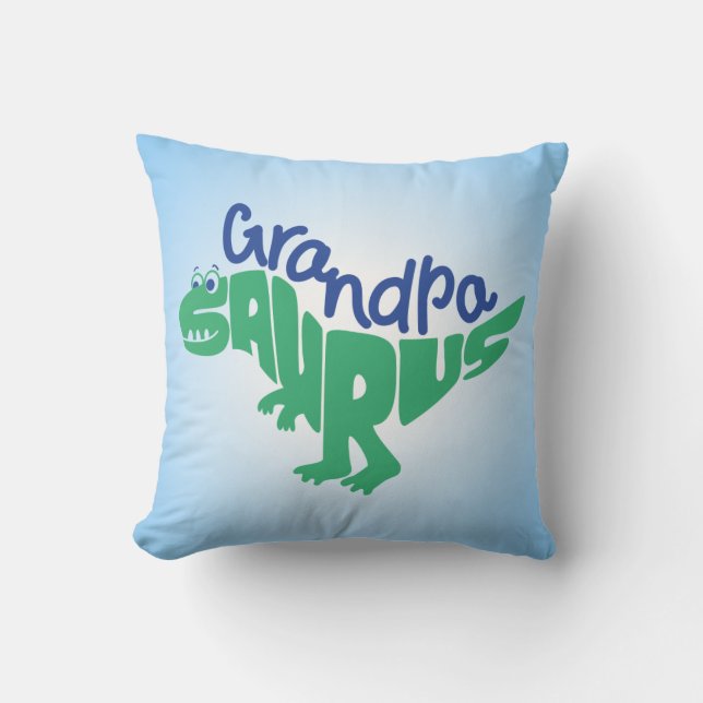 Grandpa Saurus Graphic Throw Pillow (Front)