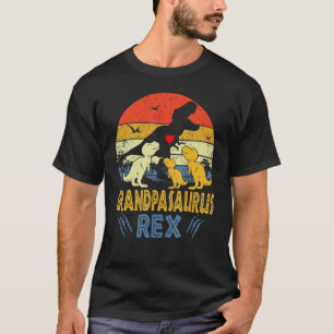 Grandpa Saurus Rex Dinosaur Grandpa 3 Kids Family T-Shirt