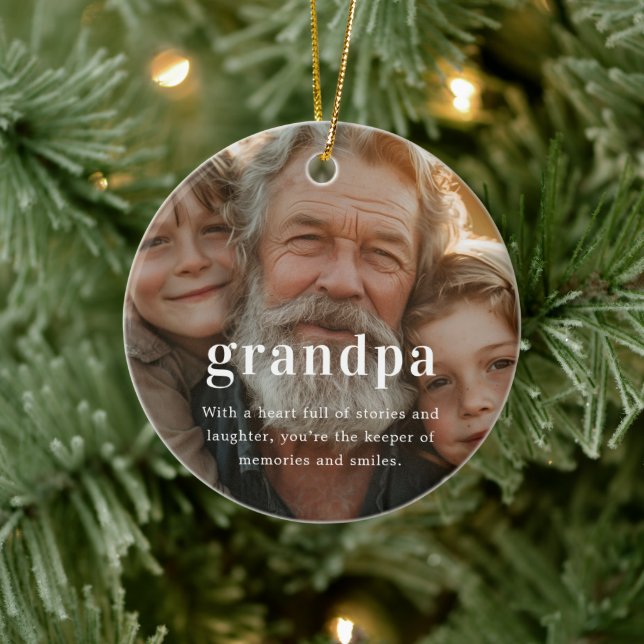 Grandpa | Sentimental Photo Keepsake Christmas Ceramic Ornament (Tree)