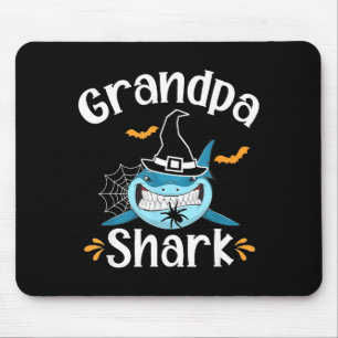 Grandpa Shark Funny Halloween Grandpa Announcement Mouse Pad