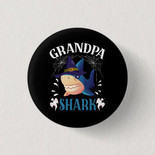 Grandpa Shark Witch Hat Halloween Grandpa Announce 1 Inch Round Button