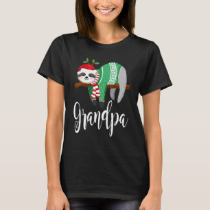Grandpa Sloth Santa Hat  Christmas Pajama Family T-Shirt