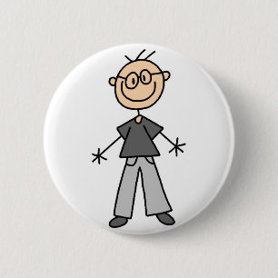 Grandpa Stick Figure Button
