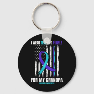 Grandpa Suicide Awareness Prevention American Flag Keychain