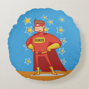 Grandpa Superhero on Father's Day Round Pillow