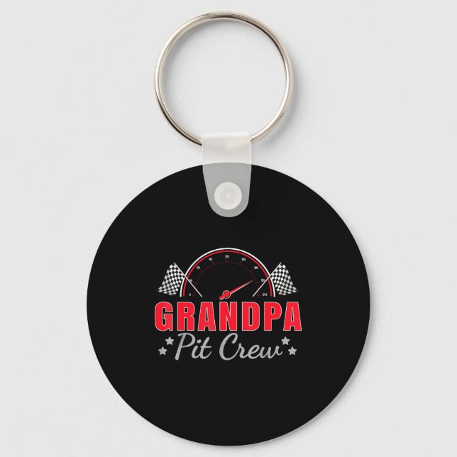 Grandpa T Crew Race Car Driver Birthday Party Raci Keychain (Front)