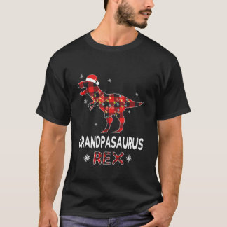 Grandpa T-Rex Red Plaid Buffalo Christmas Dinosaur T-Shirt