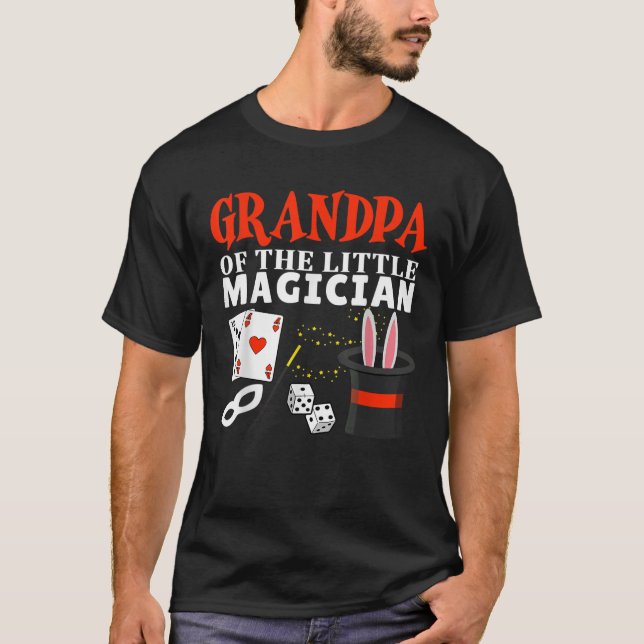 Grandpa The Little Magician Birthday Party Kids Ma T-Shirt (Front)