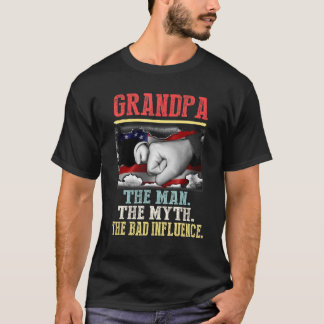Grandpa The Man Myth Bad Influence Vintage America T-Shirt