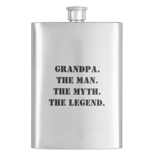 Grandpa The Man The Myth The Legend Custom Text Hip Flask