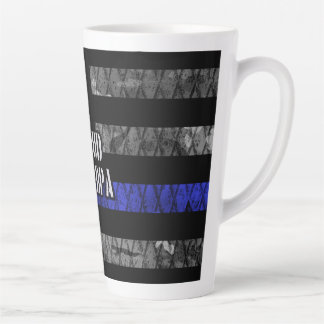 Grandpa Thin Blue Line Distressed Flag Latte Mug