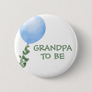 Grandpa to be Blue Balloon Baby Shower Button