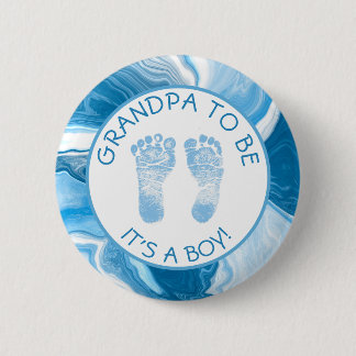 Grandpa to be Blue Marble Baby Shower Button