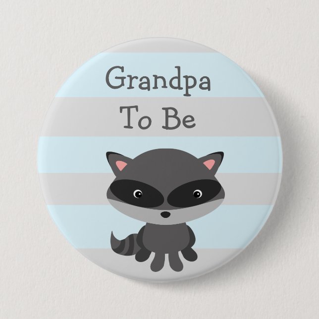 Grandpa to Be Button Raccoon Woodlands Theme (Front)