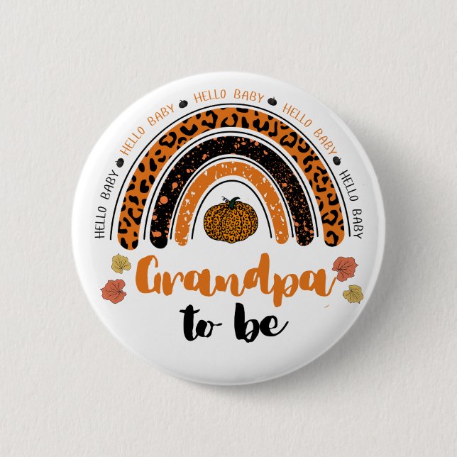 Grandpa To Be Hello Baby Girl Pumpkin Baby Shower 2 Inch Round Button (Front)
