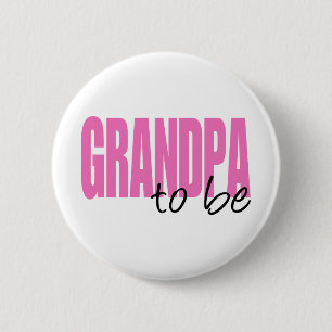 Grandpa To Be (Pink Block Font) 2 Inch Round Button