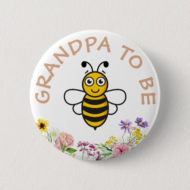 Grandpa To Be Sweet As Can Bee 2 Inch Round Button (Front)