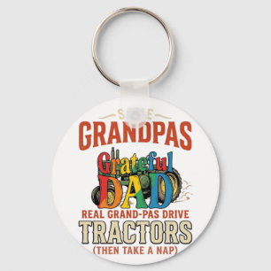 Grandpa Tractor Vintage Farm Nap Shirt Design_1 Keychain