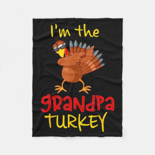 Grandpa Turkey Matching Family Group Thanksgiving Fleece Blanket