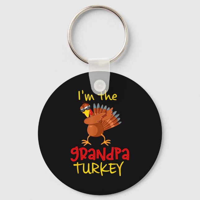 Grandpa Turkey Matching Family Group Thanksgiving  Keychain (Front)