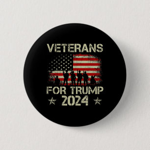Grandpa Veterans For Trump 2024 American Flag 4th 2 Inch Round Button