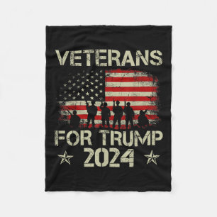 Grandpa Veterans For Trump 2024 American Flag 4th Fleece Blanket