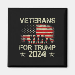 Grandpa Veterans For Trump 2024 American Flag 4th Magnet