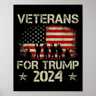 Grandpa Veterans For Trump 2024 American Flag 4th Poster