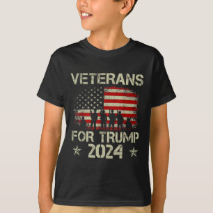 Grandpa Veterans For Trump 2024 American Flag 4th T-Shirt