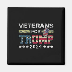 Grandpa Veterans For Trump 2024 American Flag Camo Magnet