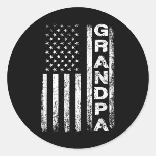Grandpa Vintage American Flag Father's Day 4th of Classic Round Sticker
