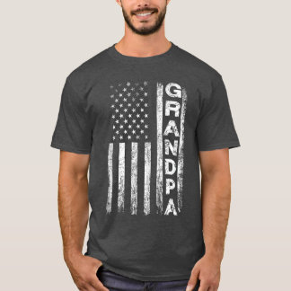 Grandpa Vintage American Flag Fathers Day 4th of J T-Shirt