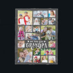 Grandpa We Love You 19 Photo Collage Custom Colour Fleece Blanket<br><div class="desc">Create a modern, unique, photo keepsake blanket for a special grandfather utilizing this easy-to-upload photo collage template with 19 pictures in a variety of shapes and sizes with the title WE LOVE YOU GRANDPA in fancy calligraphy typography accented with hearts in your choice of colours (shown in white against grey)....</div>