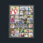 Grandpa We Love You 19 Photo Collage Custom Colour Fleece Blanket<br><div class="desc">Create a modern, unique, photo keepsake blanket for a special grandfather utilizing this easy-to-upload photo collage template with 19 pictures in a variety of shapes and sizes with the title WE LOVE YOU GRANDPA in fancy calligraphy typography accented with hearts in your choice of colours (shown in white against grey)....</div>