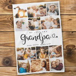 Grandpa We Love you Hearts Modern Photo Collage Kitchen Towel<br><div class="desc">We love you Grandpa! Cute,  modern custom family photo collage kitchen towel to show grandma how much she's loved. We love this hand lettered script design with heart flourishes,  making this a heartfelt keepsake gift for a beloved grandparent. Personalize with 12 favourite pictures and your personal message and names.</div>