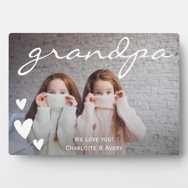 Grandpa We Love You Personalized Photo Plaque (Front)