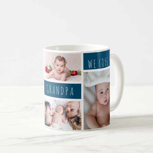 Grandpa We Love You Photo Collage Coffee Mug (Front Right)
