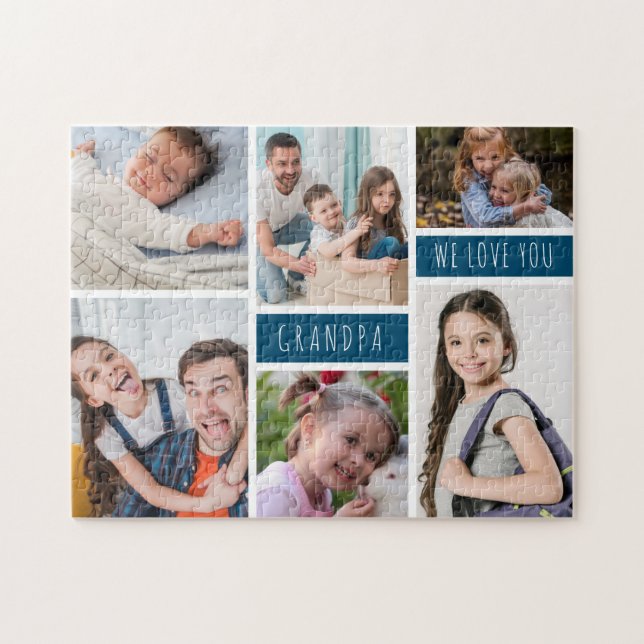 Grandpa We Love You Photo Collage Jigsaw Puzzle (Horizontal)