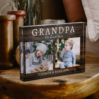 Grandpa We Love You Picture Collage Keepsake Gift Photo Block